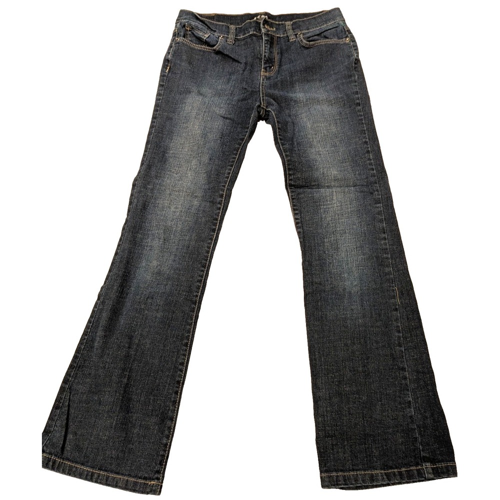 BCBG Paris Jeans Womens 6 Blue Bootcut Denim Stretch Embroidered Pockets Casual